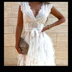 Tulle and lace dress perfect for bridal festivities